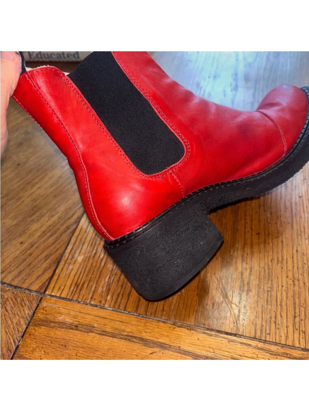 John Fluevog Red Leather Chelsea Boots - Women Size 7.5 - Picture 7 of 7